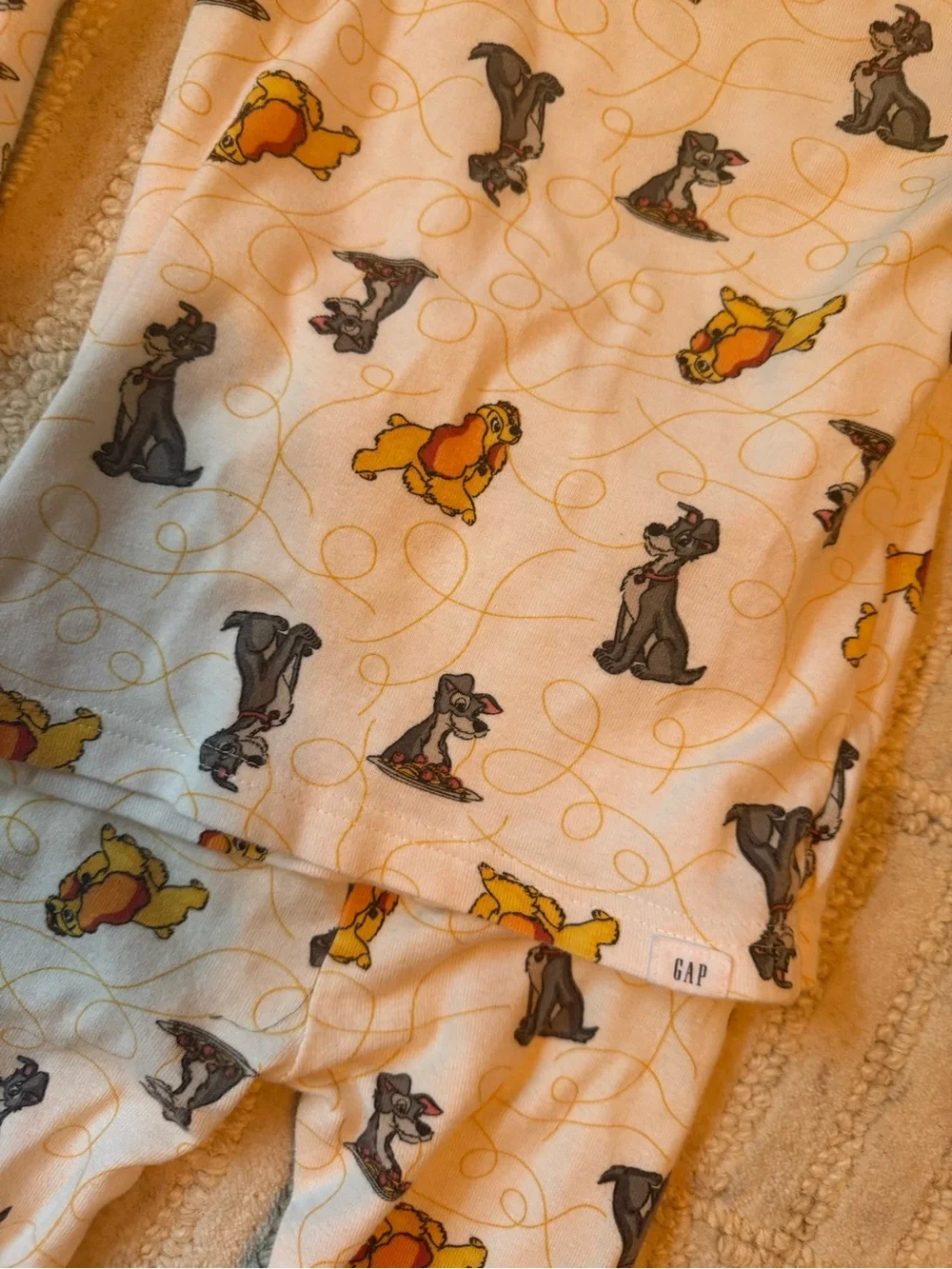 GAP Cream Kids Pajama Set with Yellow & Gray Dog Print